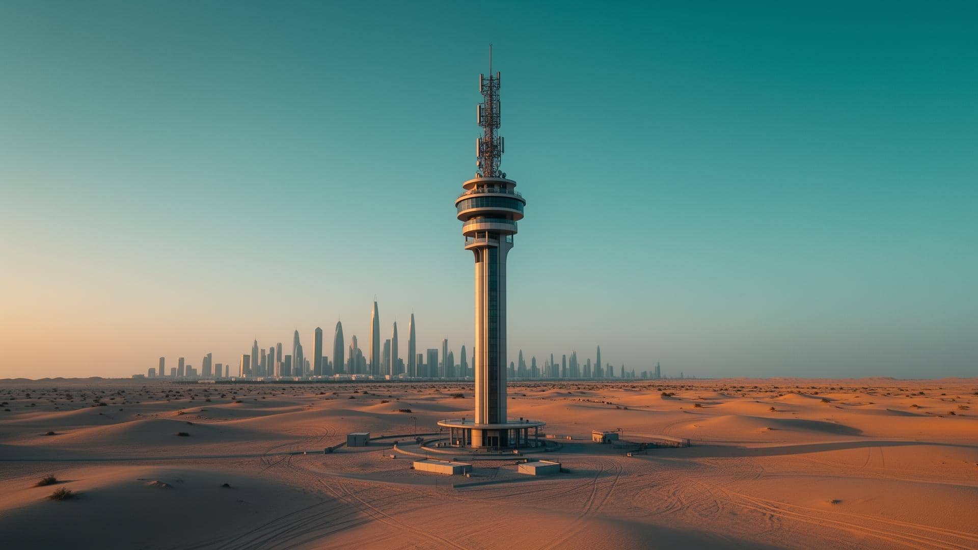 Telecom engineers discussing project beside tower site