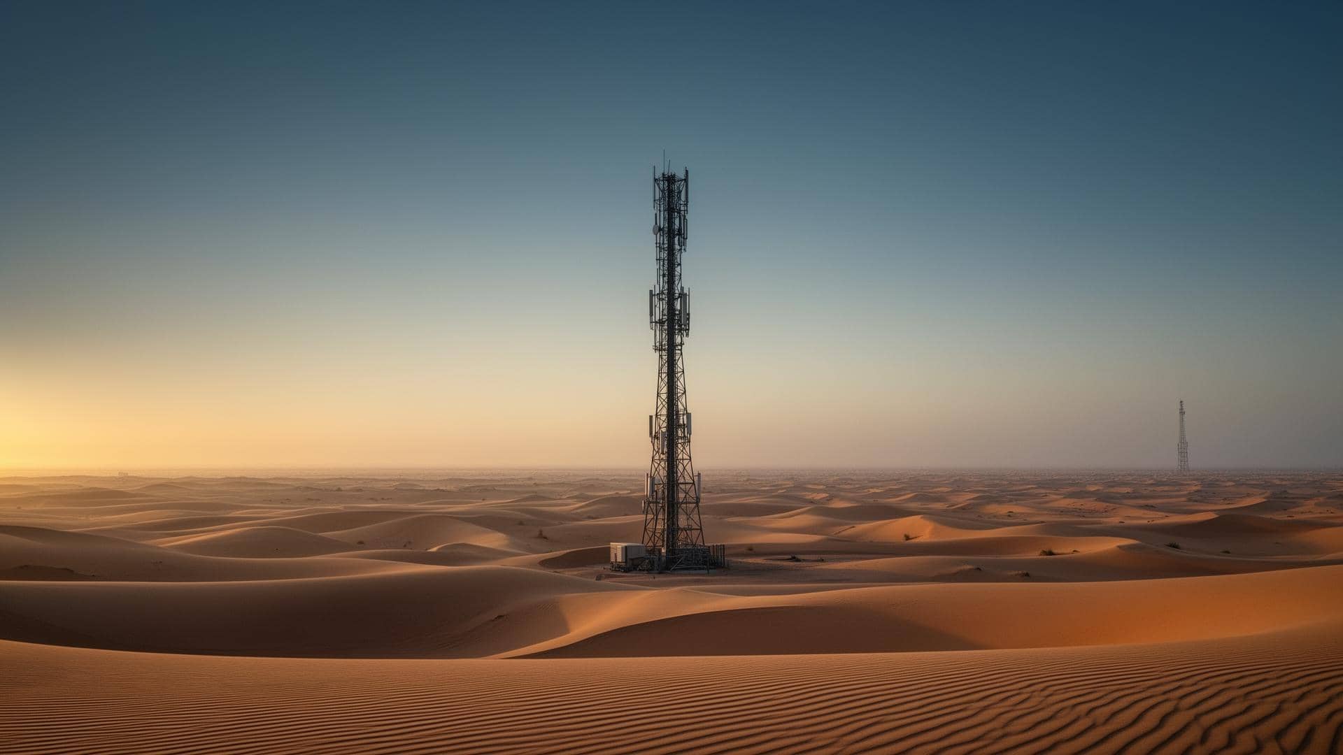 Wide telecom infrastructure network across desert landscape