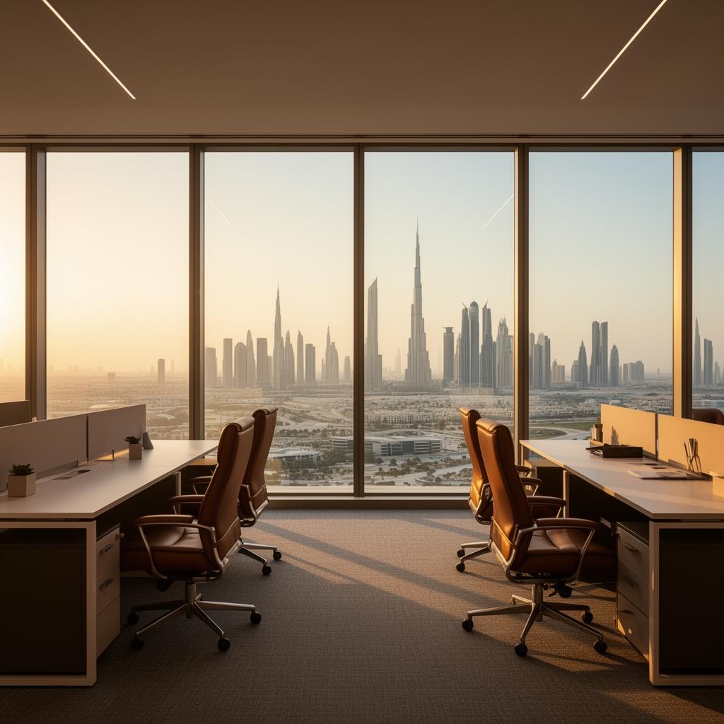 Corporate telecom office with engineers reviewing plans